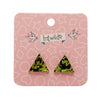 Triangle Chunky Glitter Resin Stud Earrings - Lime