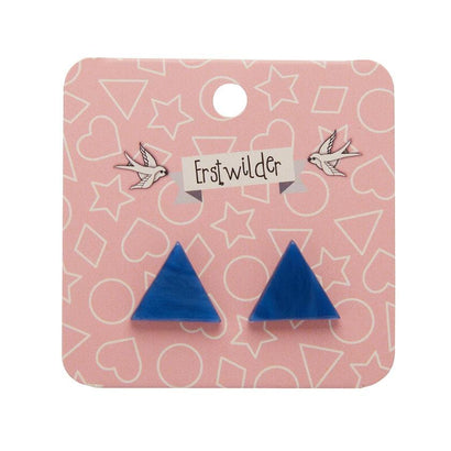 Erstwilder Essentials Triangle Textured Resin Stud Earrings - Dark Blue EE0001-RI3100