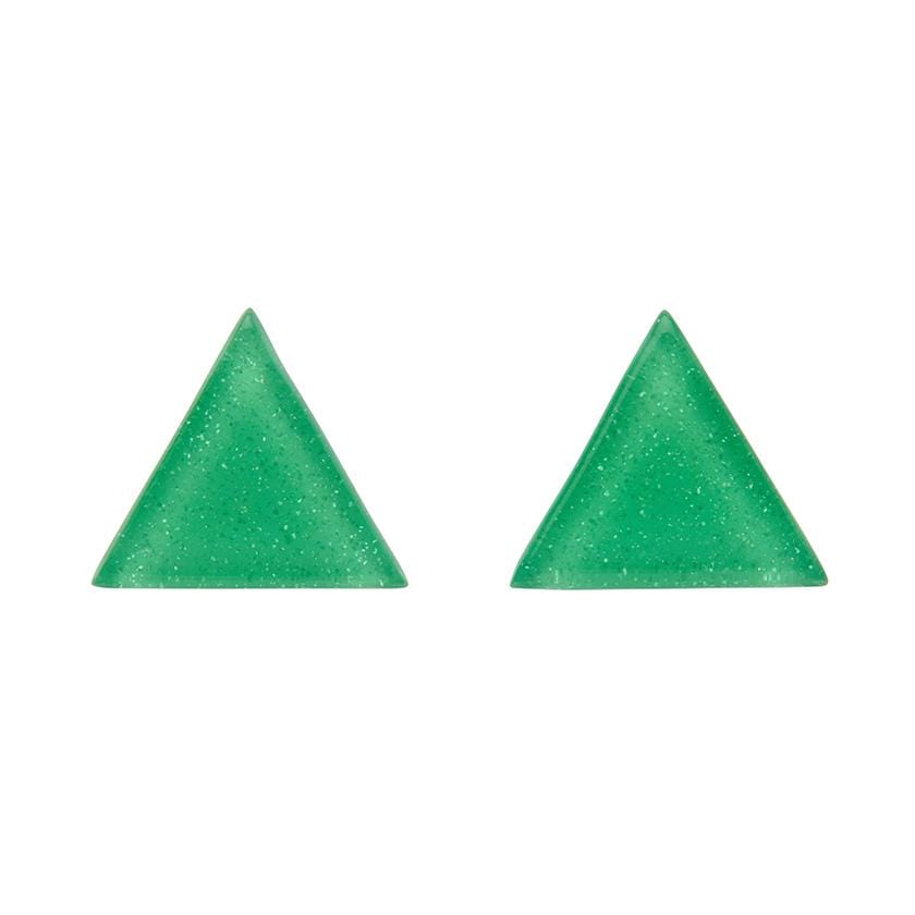 Erstwilder Essentials Triangle Glitter Resin Stud Earrings - Green EE0001-SG4000