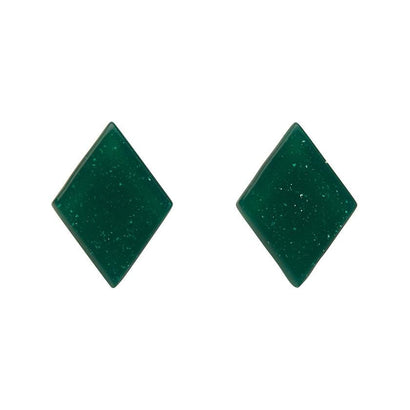 Erstwilder Essentials Diamond Glitter Resin Stud Earrings - Emerald EE0003-SG4100