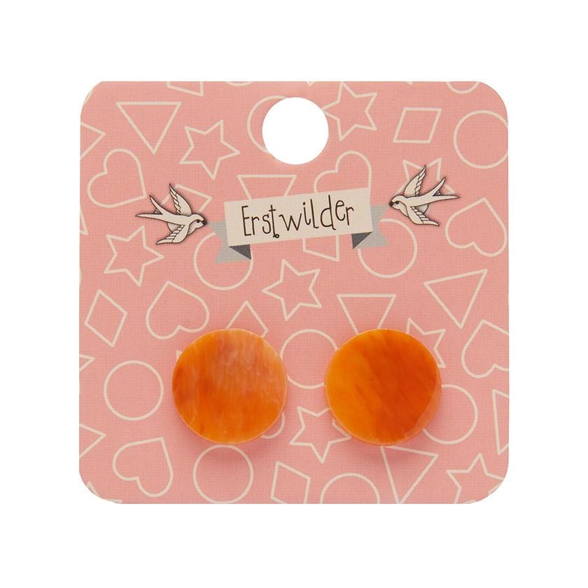 Erstwilder Essentials Circle Marble Resin Stud Earrings - Orange EE0004-MA6100