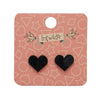 Heart Textured Resin Stud Earrings - Black