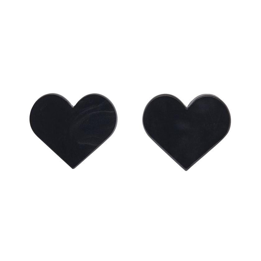 Erstwilder Essentials Heart Textured Resin Stud Earrings - Black EE0005-RI7000