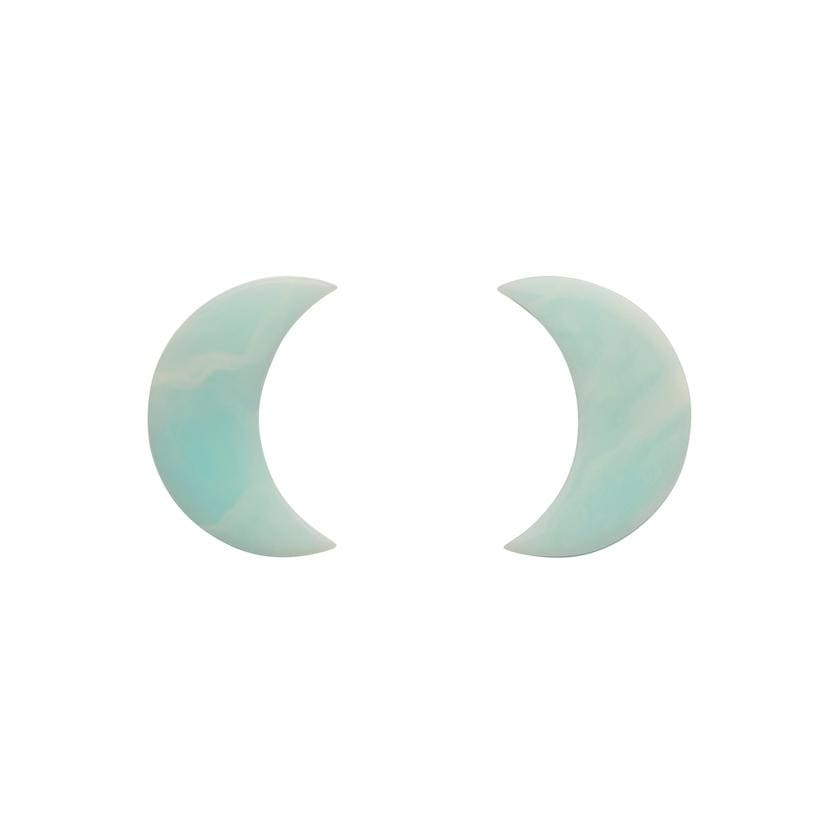 Erstwilder Essentials Crescent Moon Marble Resin Stud Earrings - Mint EE0006-MA4300