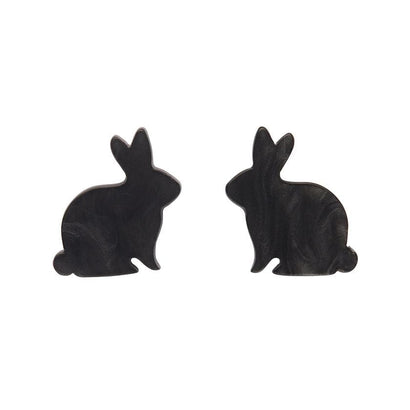 Erstwilder Essentials Bunny Textured Resin Stud Earrings - Black EE0007-RI7000