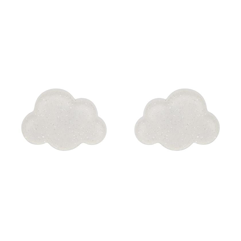 Erstwilder Essentials Cloud Glitter Resin Stud Earrings - White EE0008-SG8000