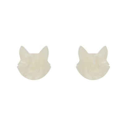 Erstwilder Essentials Cat Head Ripple Resin Stud Earrings - White EE0011-RI8000