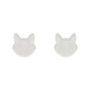 Cat Head Glitter Resin Stud Earrings - White
