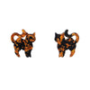 Cat Chunky Glitter Resin Stud Earrings - Orange