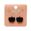 Pumpkin Glitter Resin Stud Earrings - Black