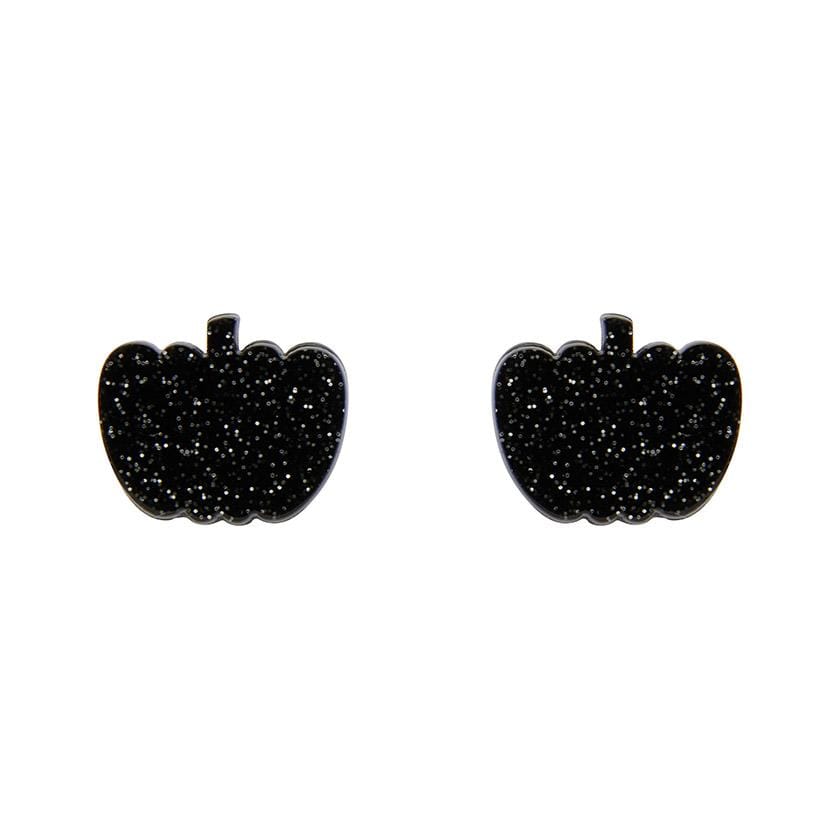 Erstwilder Essentials Pumpkin Glitter Resin Stud Earrings - Black EE0013-SG7000