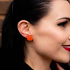 Pumpkin Glitter Resin Stud Earrings - Orange