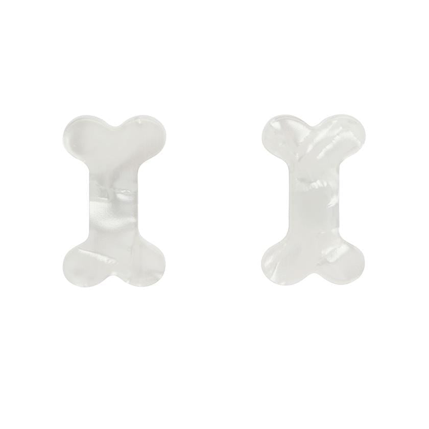 Erstwilder Essentials Bones Textured Resin Stud Earrings - White EE0014-T8000