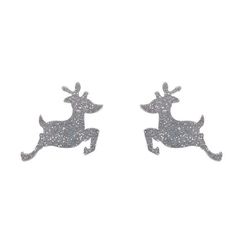 Erstwilder Essentials Reindeer Glitter Resin Stud Earrings - Silver EE0017-SG7200
