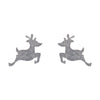 Reindeer Glitter Resin Stud Earrings - Silver