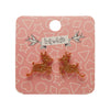 Reindeer Glitter Resin Stud Earrings - Gold