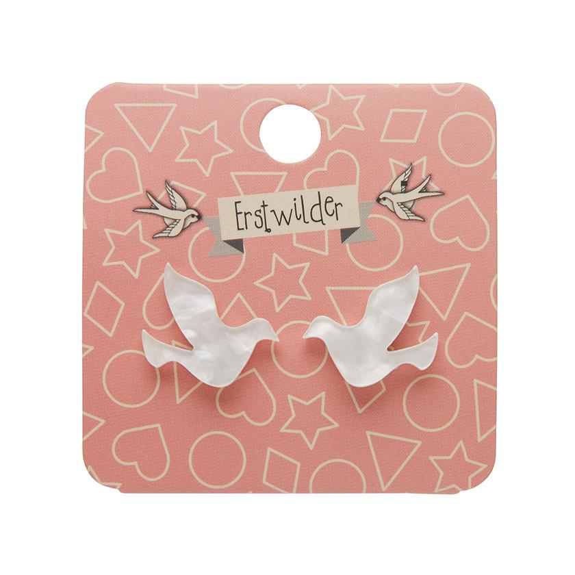 Erstwilder Essentials Dove Ripple Resin Stud Earrings - White EE0018-RI8000