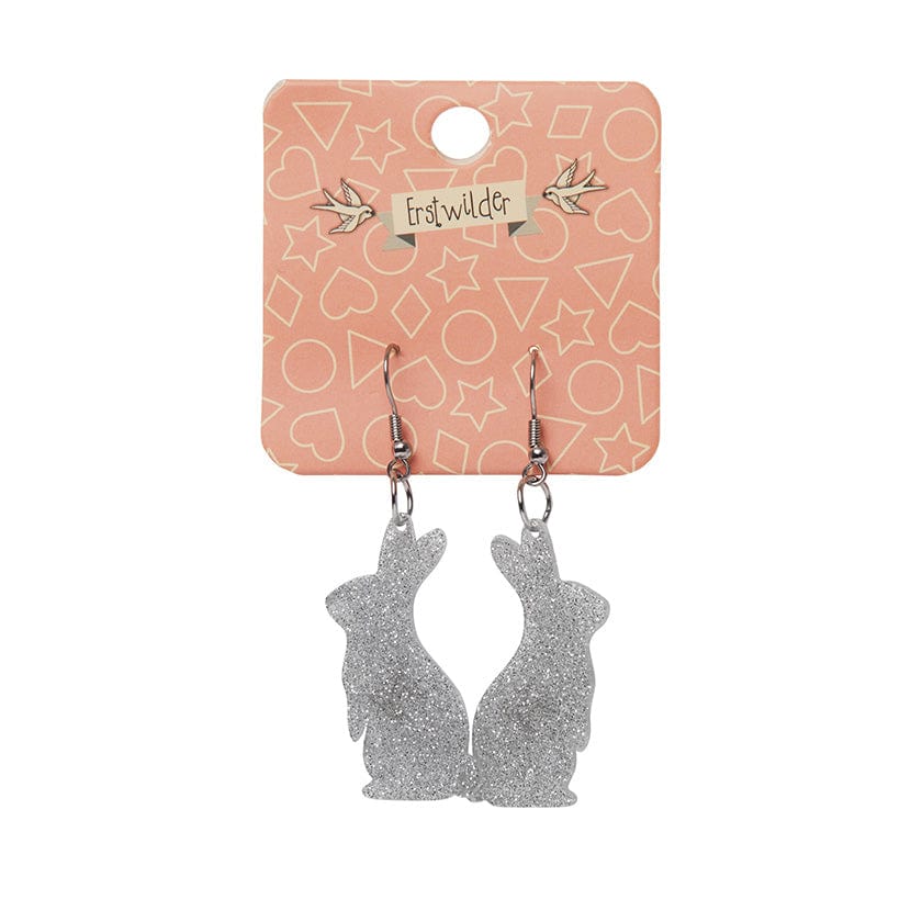 Erstwilder Essentials Bunny Glitter Resin Drop Earrings - Silver EE1007-SG7200
