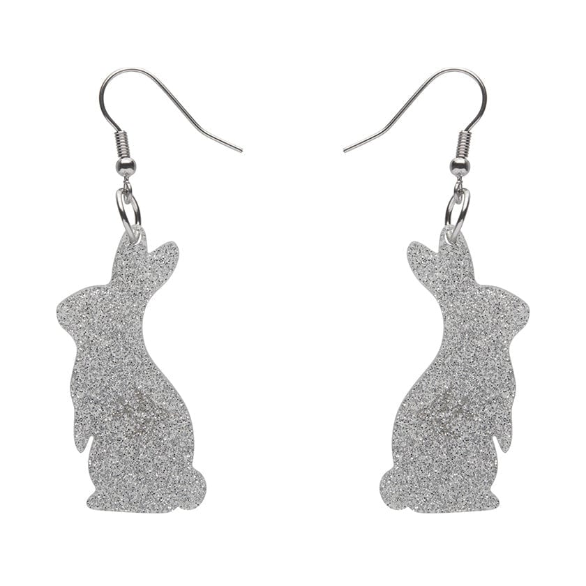 Erstwilder Essentials Bunny Glitter Resin Drop Earrings - Silver EE1007-SG7200