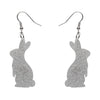 Bunny Glitter Resin Drop Earrings - Silver