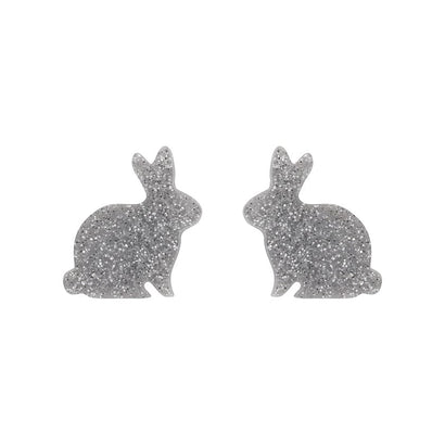 Erstwilder Essentials Bunny Glitter Resin Stud Earrings - Silver EE0007-SG7200