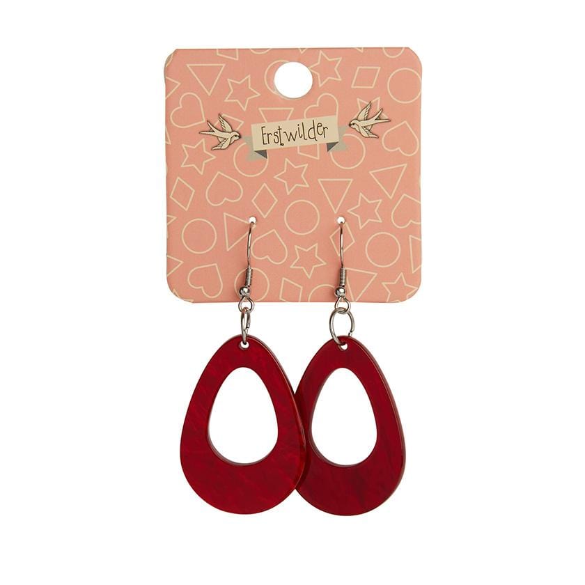 Erstwilder Essentials Teardrop Ripple Resin Drop Earrings - Red EE1001-RI1000
