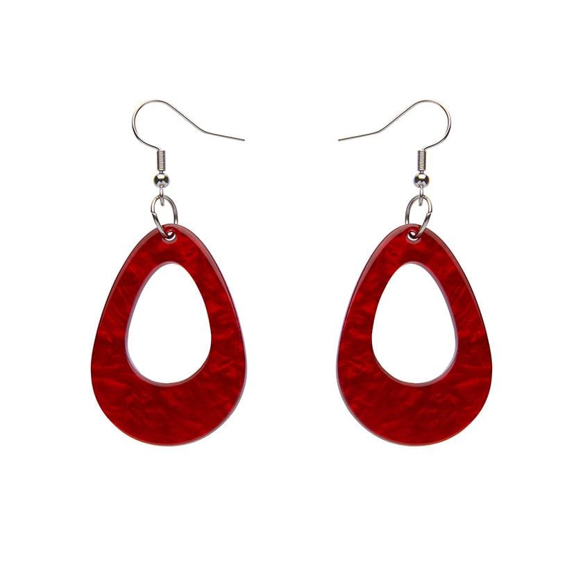 Erstwilder Essentials Teardrop Ripple Resin Drop Earrings - Red EE1001-RI1000