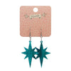 Starburst Ripple Glitter Resin Drop Earrings - Emerald