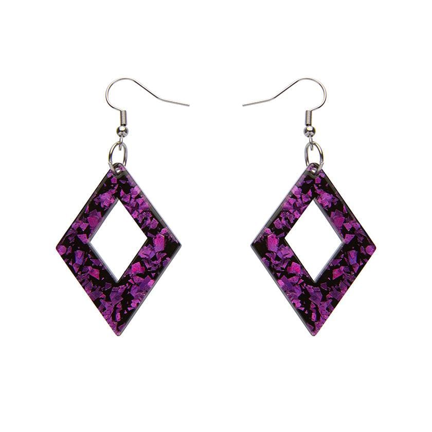Erstwilder Essentials Diamond Chunky Glitter Resin Drop Earrings - Fuchsia EE1003-CG2300