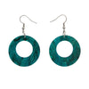 Circle Ripple Glitter Resin Drop Earrings -Emerald