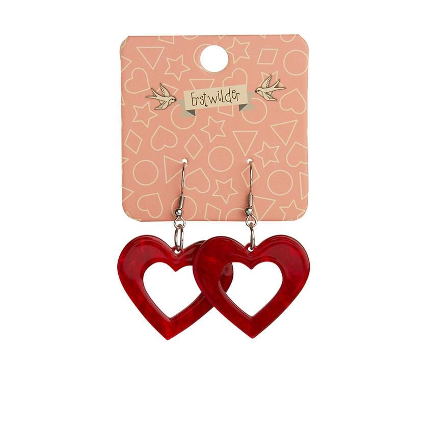 Erstwilder Essentials Heart Ripple Resin Drop Earrings - Red EE1005-RI1000