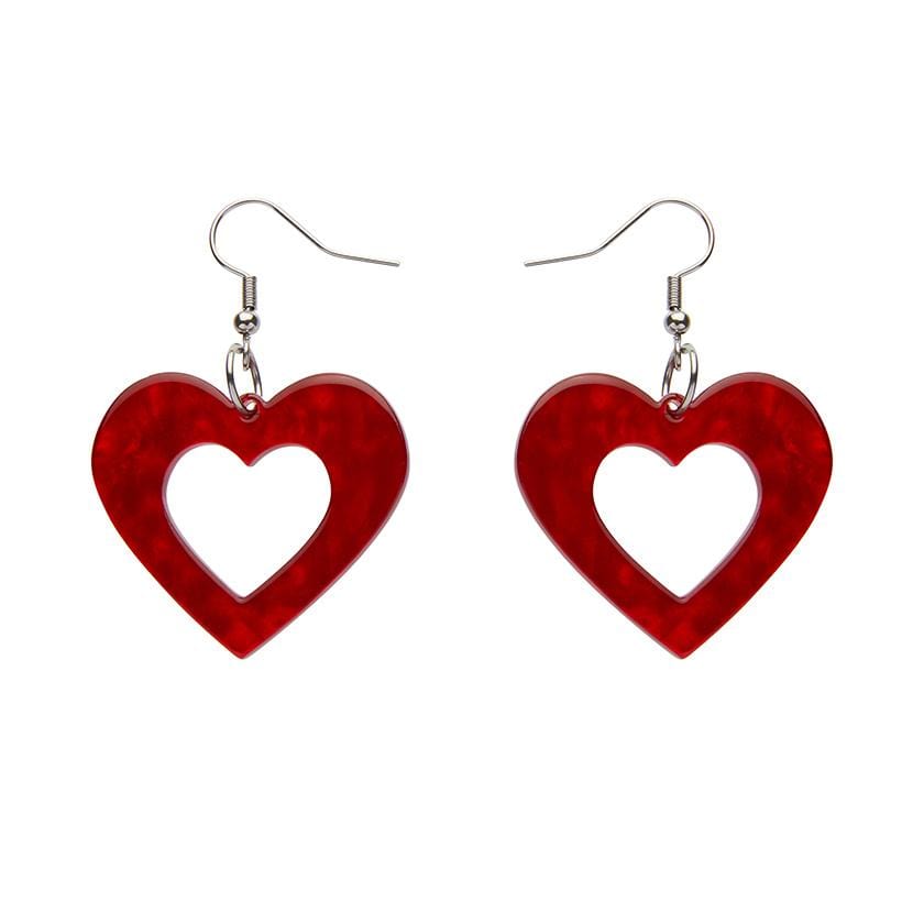 Erstwilder Essentials Heart Ripple Resin Drop Earrings - Red EE1005-RI1000