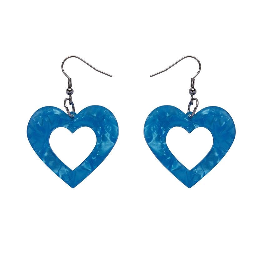 Erstwilder Essentials Heart Textured Resin Drop Earrings - Blue EE1005-RI3000