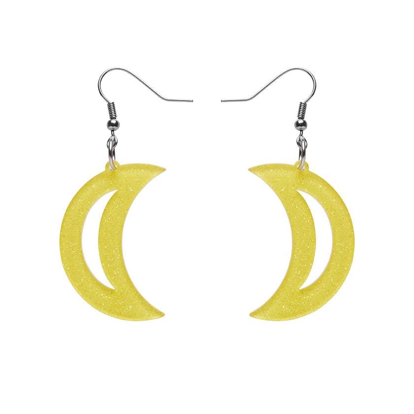 Erstwilder Essentials Crescent Moon Glitter Resin Drop Earrings - Yellow EE1006-SG6000