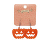 Pumpkin Glitter Resin Drop Earrings - Orange
