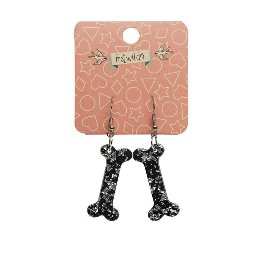 Erstwilder Essentials Bones Chunky Glitter Resin Drop Earrings - White EE1014-CG8000