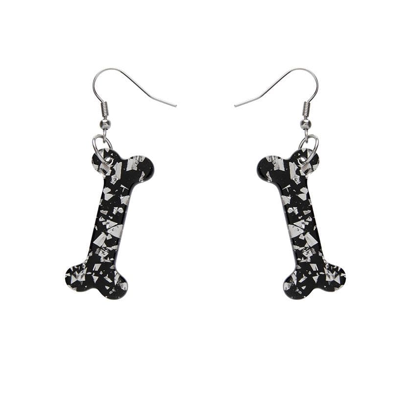 Erstwilder Essentials Bones Chunky Glitter Resin Drop Earrings - White EE1014-CG8000