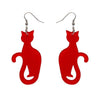 Sitting Cat Bubble Resin Drop Earrings - Red