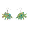 Triceratops Mottled Resin Drop Earrings - Green