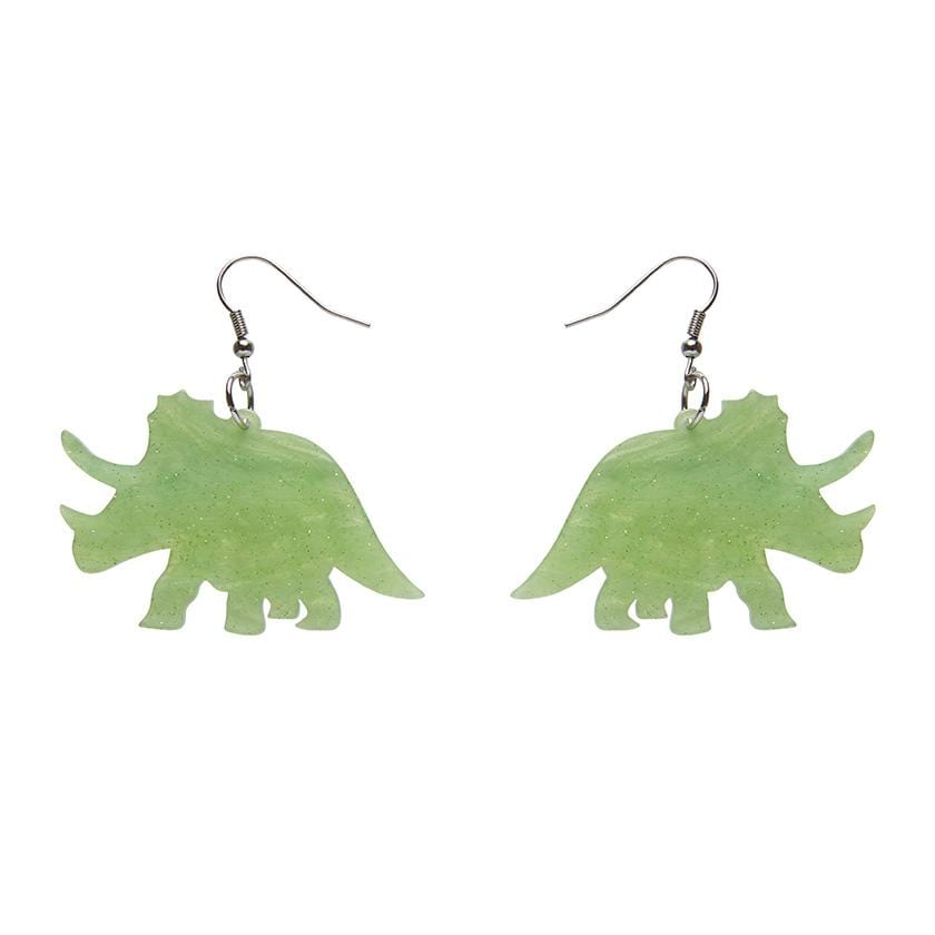 Erstwilder Essentials Triceratops Ripple Glitter Resin Drop Earrings - Lime EE1019-RG4200