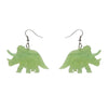 Triceratops Ripple Glitter Resin Drop Earrings - Lime