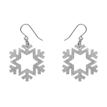 Erstwilder Essentials Snowflake - Glitter Resin Drop Earring - Silver EE1030-SG7200