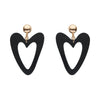 Statement Ripple Resin Heart Drop Earrings - Black