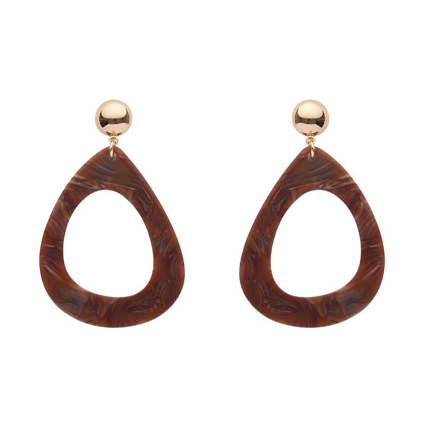 Erstwilder Essentials Statement Marble Resin Tear Drop Earrings - Brown AK1EE07