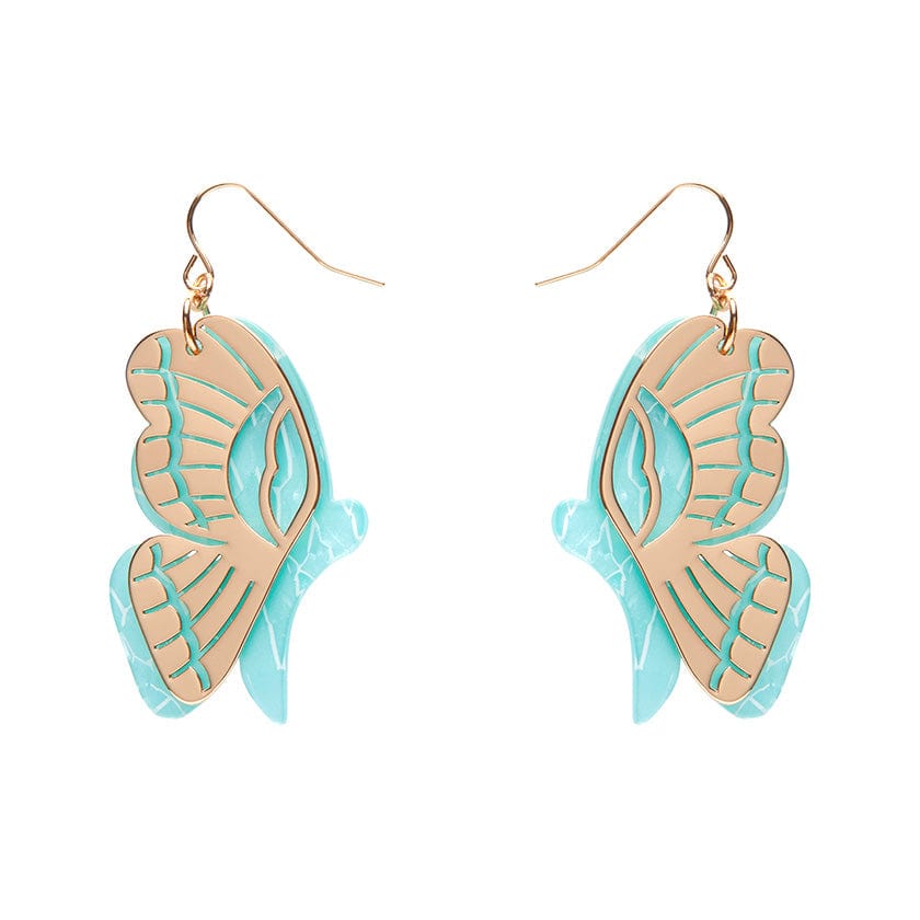 Butterfly Textured Resin Drop Earrings - Mint  -  Erstwilder  -  Quirky Resin and Enamel Accessories