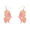 Butterfly Textured Resin Drop Earrings - Pink