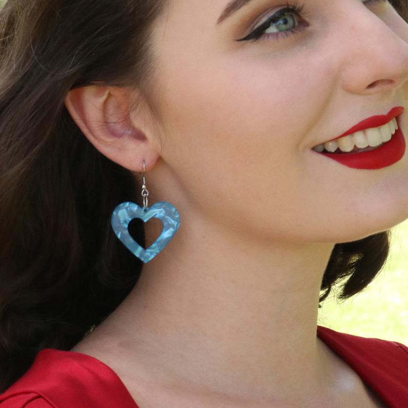 Erstwilder Essentials Heart Textured Resin Drop Earrings - Blue EE1005-RI3000