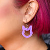 Cat Head Bubble Resin Drop Earrings - Purple