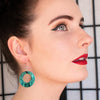 Circle Ripple Glitter Resin Drop Earrings -Emerald