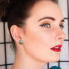 Crescent Moon Ripple Glitter Resin Stud Earrings - Emerald